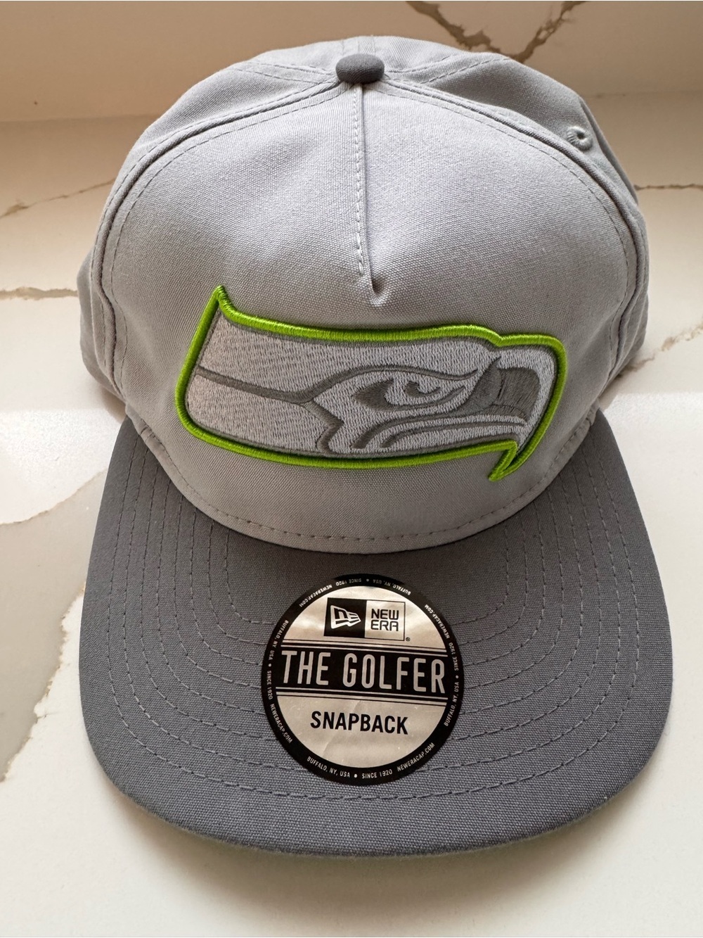 NWT New Era 2024 Seattle Seahawks Training Camp Golfer Snapback Hat - Gray/Lime